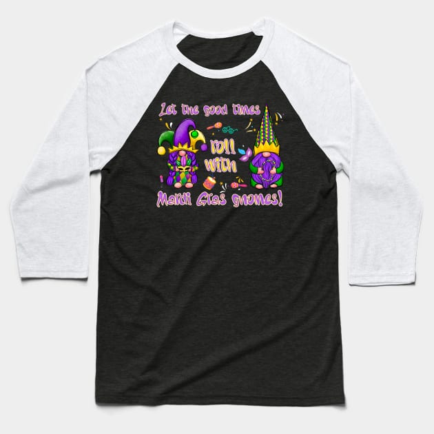 Mardi Gras Gnomes Baseball T-Shirt by AssoDesign